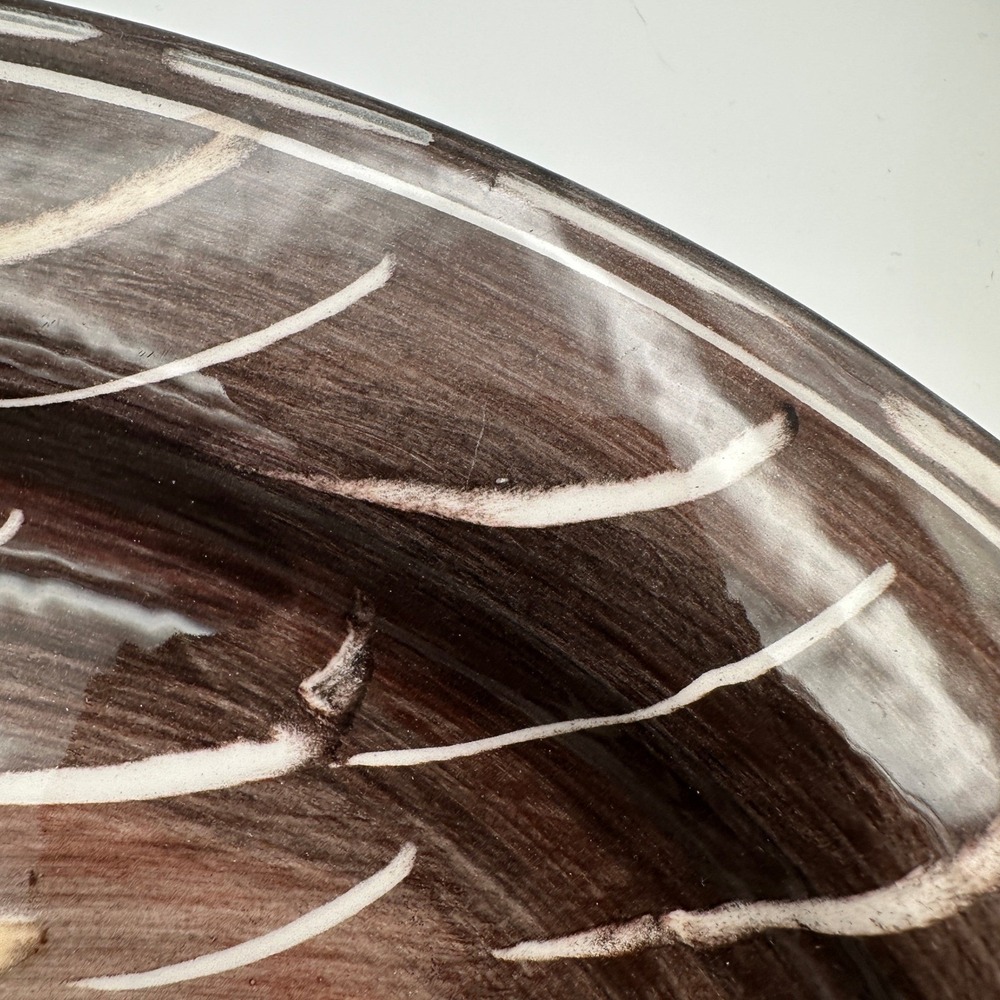 Vietri Moda Quill Oval Platter Large Brown White Made in Italy Pottery Serving - Picture 8 of 12